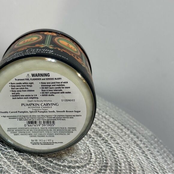BBW Pumpkin Carving 3 Wick Scented Candle NWT - Picture 3 of 4